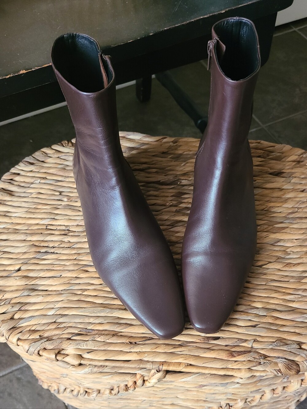 Staud Wally Flat Ankle Boot Espresso Leather Size 38.5 New With Box